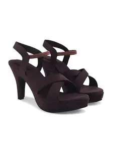 JM LOOKS Women Heeled Sandals Comfortable, Round Toe Sandals Mule Shoes Chunky Block Heels Ankle Strap Heel Comfortable Mule for Casual Summer Dressy - Brown