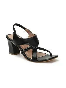 ICONICS Women's Stylish and Comfortable Back Strap Sandal for Casual IOffice I Party Use ICN-SI-W-23 Black Heeled 5 Kids UK