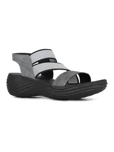 Inc.5 Womens Black Party Wear Striped Round Toe Wedges Heel Sandals