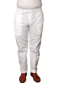 SEWA SANKALP Men's White Half Elastic Comfort Fit Pant Pajama for Daily Use | Pure Cotton | 2 Side Pockets. (Waist - 30)