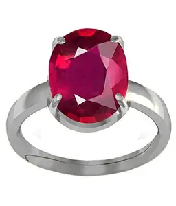 Gemscom 7.25 Ratti Natural Manik/Ruby Certified (Lab - Approved) Adjustable Ring for Women's and Men's (Lab - Approved)