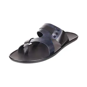 Mochi Mens Leather Blue Slippers (Size (6 UK (40 EU))