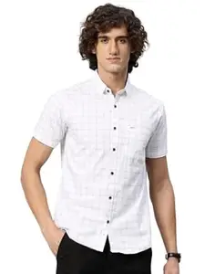 Majestic Man Slim Fit Pure Cotton Half Sleeve Checked Casual Shirt