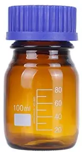 Salco Reagent Narrow Mouth Bottle with Screw Cap Heat Resistant Borosilicate 3.3 Glass with Graduation & GL 45 Cap Closure - Amber (100 ML)