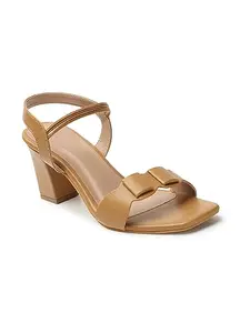 ICONICS Women's Stylish and Comfortable Back Strap Sandal for Casual IOffice I Party Use ICN-SI-W-22 Camel Heeled 4 Kids UK