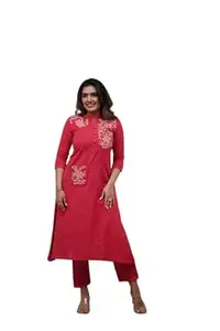 V.K.CRAFT Women's Cotton Printed Straight Kurti with Pant