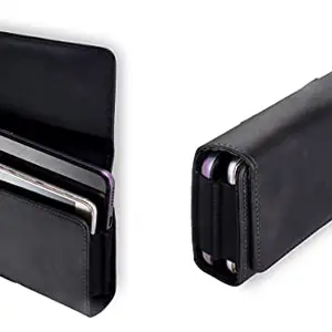 HARITECH HARITECH Dual Phone Holster Belt Pouch Case Double Decker Belt Clip Case for Redmi Note 9 5G / Redmi Note 9 4G / Redmi 9 Power (Black)