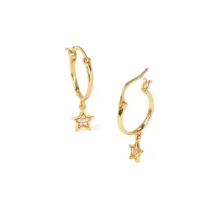 Shaya by Caratlane Starry Eyed Hoop Earrings in Gold Plated 925 Silver for women