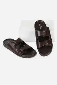 Louis Philippe Men Brown Solid Sandals