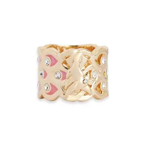Shaze Erba Ring | Enamelled Ring | Made of Brass | Ring | Color - Gold and Pink