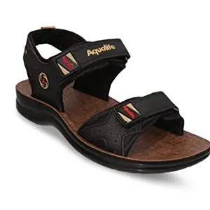 Aqualite Fashionable Antiskid and Lightweight Black Mens Slip-on Sandal