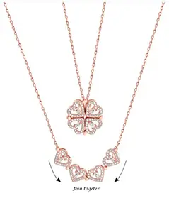 Wynona Multi Wearing Heart Necklace 4 Heart ROSE GOLD Necklace Pendant Heart Toggle Necklace Diamond Women/Girls Accessories