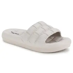 KOBURG Ultra Slides For Women| Stylish | Comfy | Super Soft | Ultra-Light | EVA | Slippers | Flip Flops For Women KF-454, Off-White, 8 UK