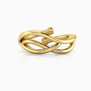alokki 925 Sterling Silver Gold Plated Toe Ring Romantic Floral Wave Toering Gift for Women & Girls
