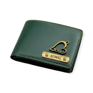 NAVYA ROYAL ART Personalized Customized Mens Leather Wallet - Elevate Style with a Custom Touch - Green Color