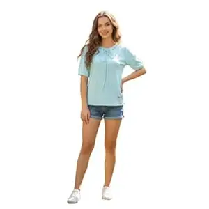 TOP TEN Relaxed Fit Comfortable Modern Timeless Everyday Tie-Neck Casual Chic Top for Women and Girls for Summers