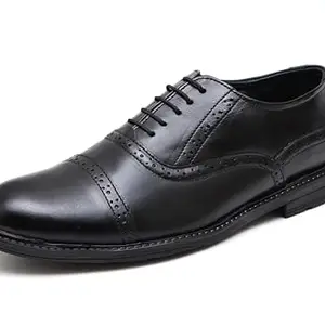 ARAMISH Black Leather Brogue Formal Shoes for Men with Lace - 5 UK