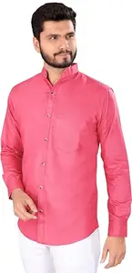 MTrendy Casual Shirt Man||Fashionable and Trending||GHY1-C1_Chinese_Pink_L