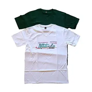Enterprise Cotton Pretty Designer Men Tshirts (White & Green, POWER-321-2-WG_41)