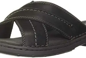 Clarks Men's Malone Cross Black Leather Sandal-6.5 Kids UK (26146411)