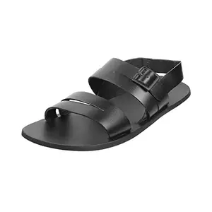 Metro Mens Leather Black Sandals (Size (9 UK (43 EU))