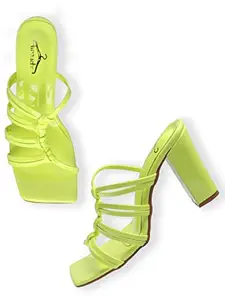 brauch Neon Green Stylish MultiStrap Heels For Women/Girls