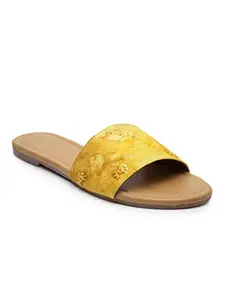 Panahi Women Yellow Open Toe Flats