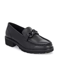 OVERDRIVE Pelle Perfetta Black Leather Moccasin (Black, UK Footwear Size System, Adult, Women, Numeric, Medium, 5)