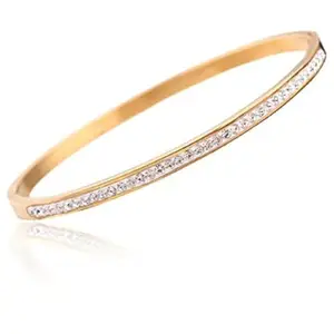 Elegant 18K Gold & Rose Gold-Plated Rhinestone Bangle – Fashion Jewelry for Women (Two Variants) (Rose Gold)