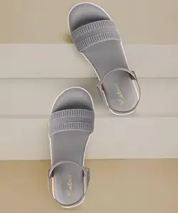 Picktoes PT-103 Women's Grey Synthetic Leather Casual Heel Sandal