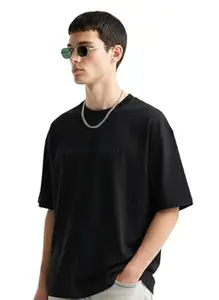 THE WHITE TURTLE Men's Oversized Cotton T-Shirt | Heavyweight Loose Fit Half Sleeve Round Neck Tee | Premium Minimalist Streetwear Graphic Shirt | 240GSM |