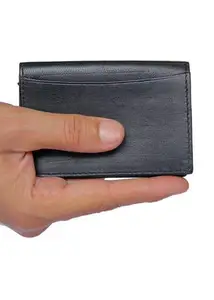 Taws & Timber Solid Black Leather Card Holder Form Mens