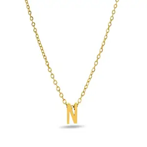 PALMONAS 18k Gold Plated Small Letter Necklace for Women - Gift for Girls & Women | Waterproof & Anti-Tarnish Necklace (Initial N)