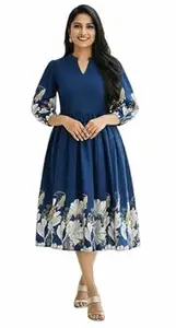 KHILORI Women's V-Neck A-Line Maxi Western Dress for Women Elegant Casual Wear Dress for Girls & Womens