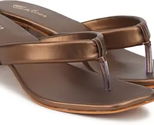 Picktoes PT-R377 Women's Copper Synthetic Leather Casual Heel Sandal