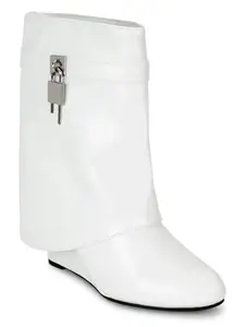 TRUFFLE COLLECTION Women's RS3667 White PU Boots - UK 8