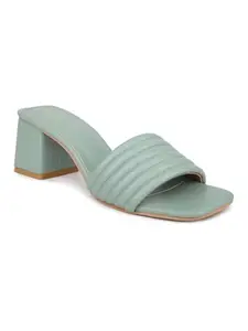 INC.5 Women Green Textured Block Heels