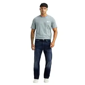 Levi's Men's 513 Dark-Blue Slim Straight Fit Mid Rise Jeans
