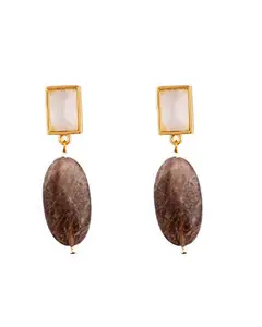Gempro 14K Gold Plated Agate Gemstone Designer Drop Earrings for Women