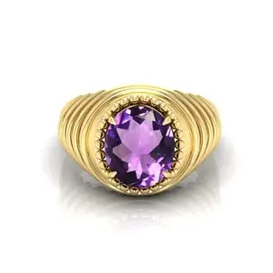 RRVGEM Katela Ring 13.25 Ratti 13.00 Carat Certified AAA++ Quality Natural AMETHYST stone Ring Gold Plated for Men and Women's