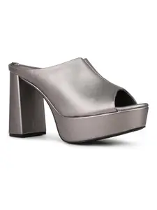 Inc.5 Womens Pewter Party Wear Solid Round Toe Heels