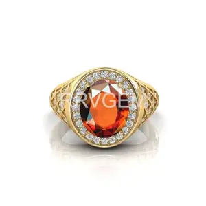 RRVGEM natural onyx ring 4.25 Ratti / 3.50 Carat Certified gomed/garnet ring Handcrafted Finger Ring With Beautifull Stone hessonite ring Gold Plated for Men and Women
