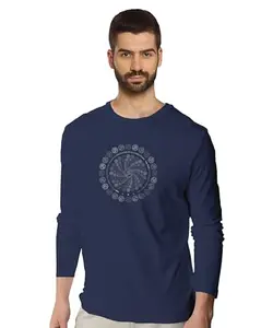 Tantra Om Mandala Navy Blue Full Sleeves Men Round Neck Printed Tshirt (X-Large)