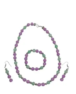 Purple Green Necklace,Bracelet Earrings Jewellery Set For Women and Girls By Shweta Shridhar