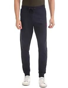 U.S. POLO ASSN. Men Mid Rise Drawstring Waist Solid I604 Joggers - Pack of 1 (Navy L)