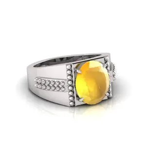 MBVGEMS 14.25 Ratti Yellow Sapphire panchdhatu ring Astrological Adjustable Ring Size 16-22 for Men and Women
