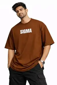 Men’s Sigma Oversized Graphic Printed T-Shirt – Drop Shoulder Casual Streetwear Cotton Loose Fit Round Neck Tee for Men