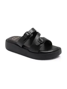 Carlton London Women Sandal,Black,UK-3
