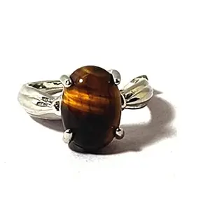 ASTROGHAR Natural Tiger Eye Oval Crystal 18 Number Size Stone Ring For Men And Women