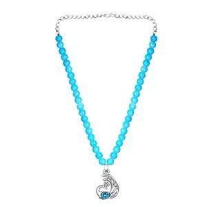Mikado Shiny Crystal Pearl Beads Peacock Necklace For Women